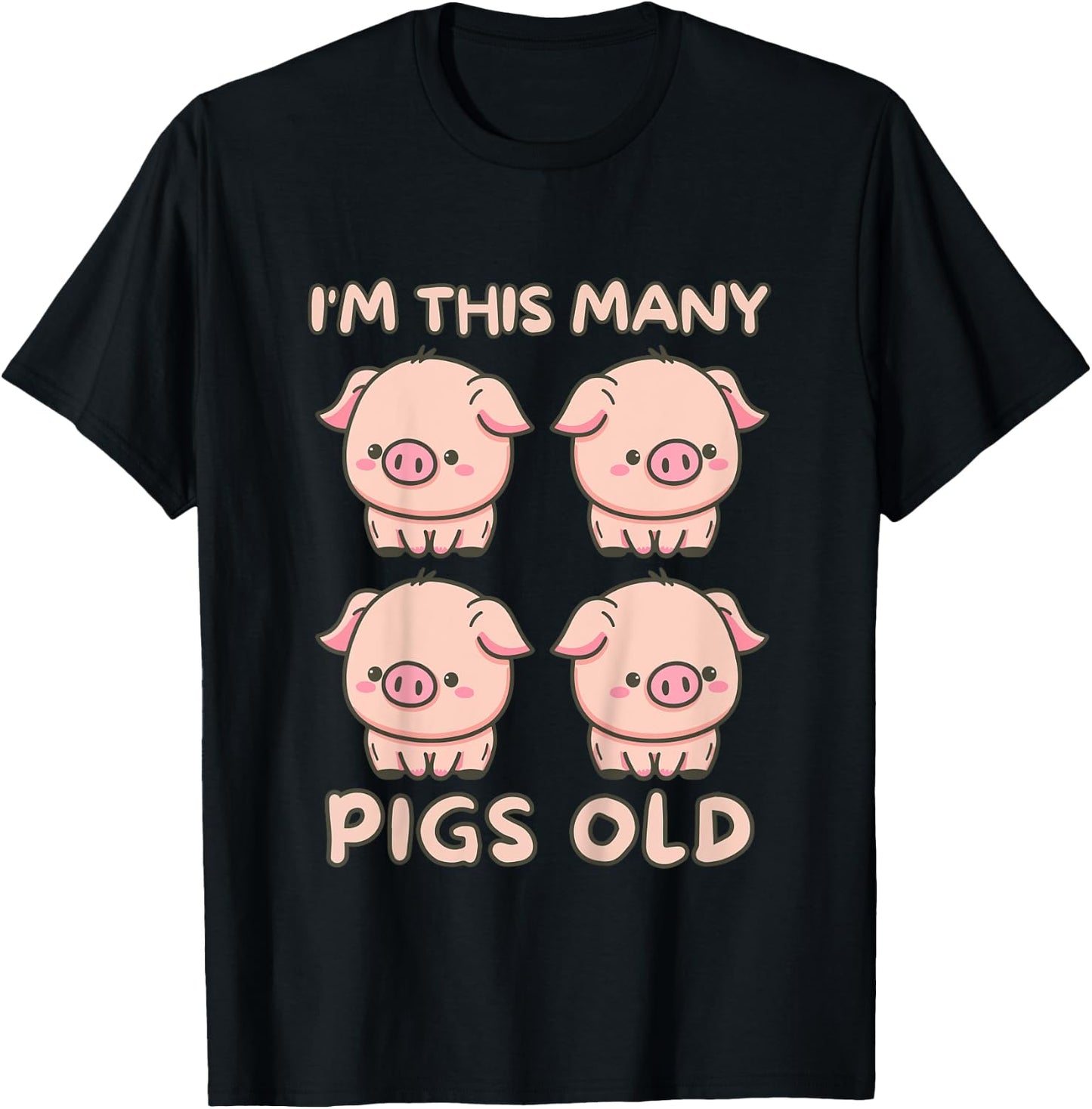 Kids I'm This Many Pigs Old - 4th Birthday Pig 4 Years Old Bday T-Shirt - T-Shirt | Black