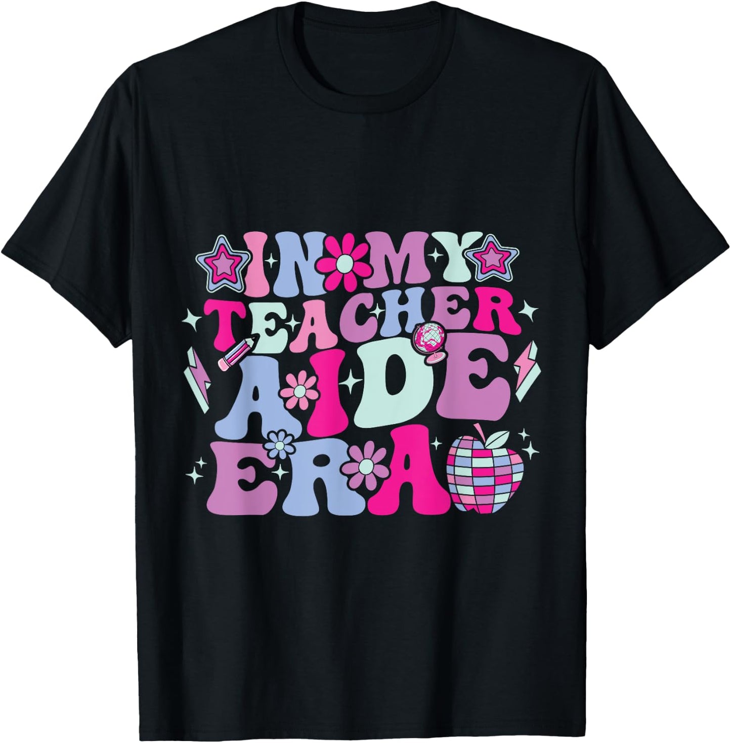 In My Teacher Aide Era Groovy Back To School T-Shirt - T-Shirt | Black