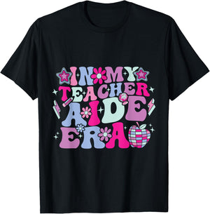 In My Teacher Aide Era Groovy Back To School T-Shirt - T-Shirt | Black