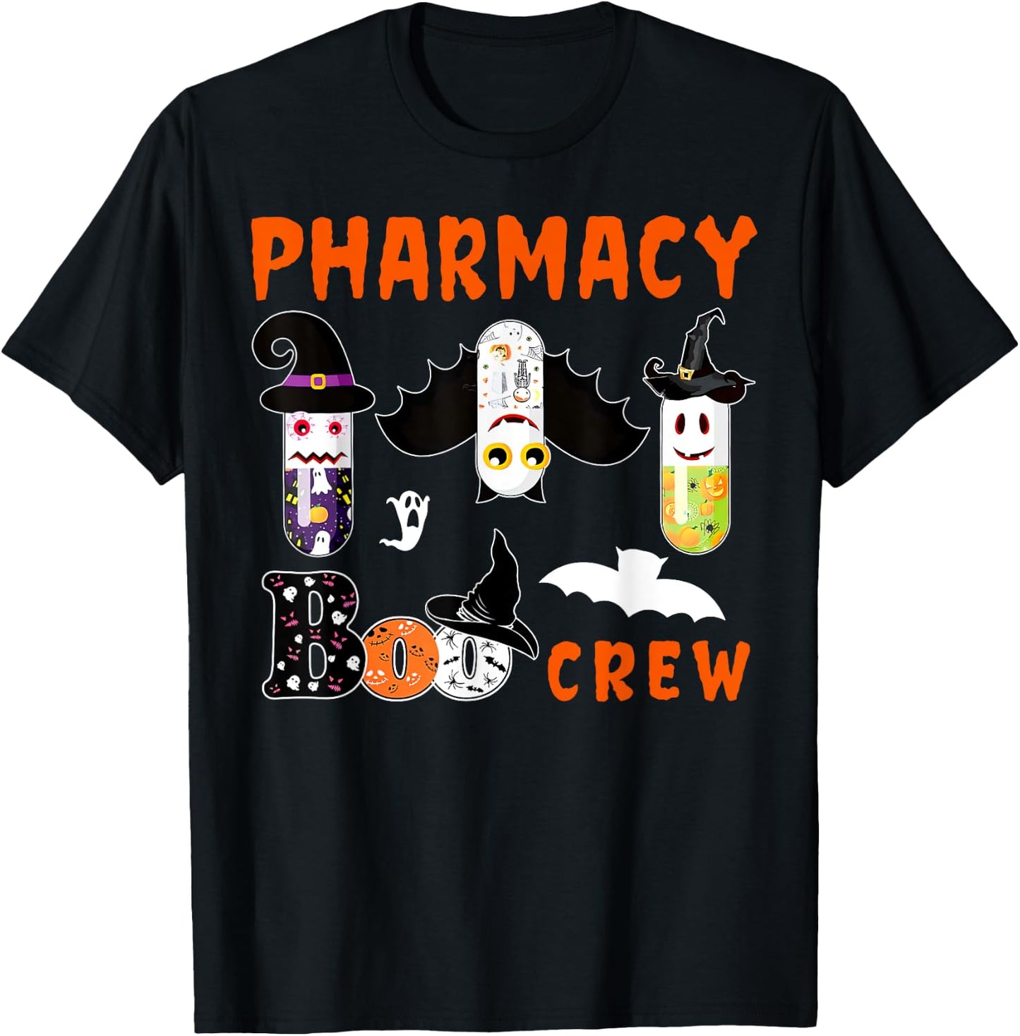 Pharmacy Boo Crew Pills Pharmacist Spooky Halloween Costume T-Shirt - T-Shirt | Black