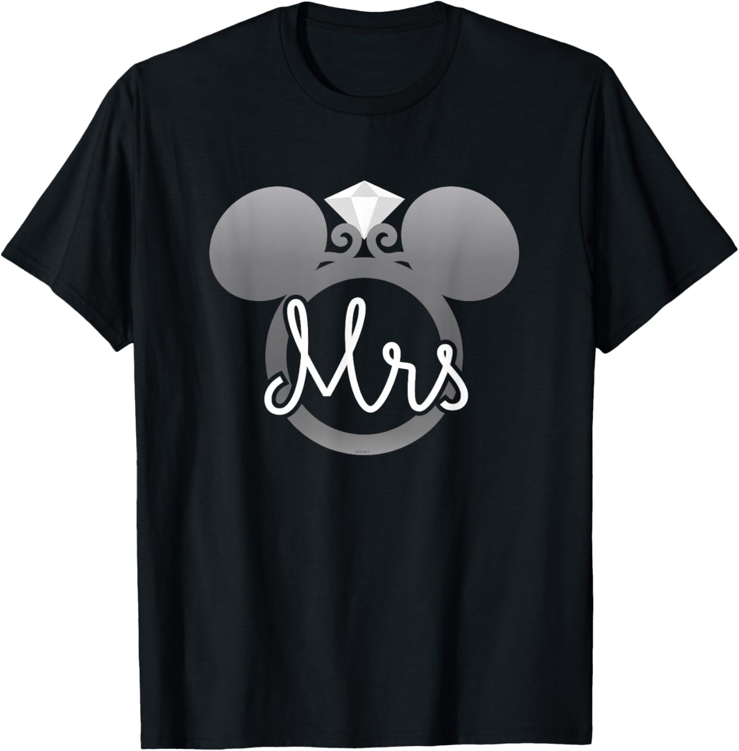 Disney Mickey Mouse Diamond Wedding Ring Bride Wife Mrs T-Shirt - T-Shirt | Black