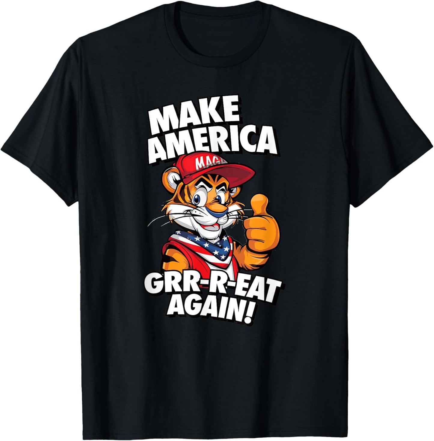 MAKE AMERICA GRR-R-EAT AGAIN Trump Tiger cereal parody 2024 T-Shirt - T-Shirt | Black