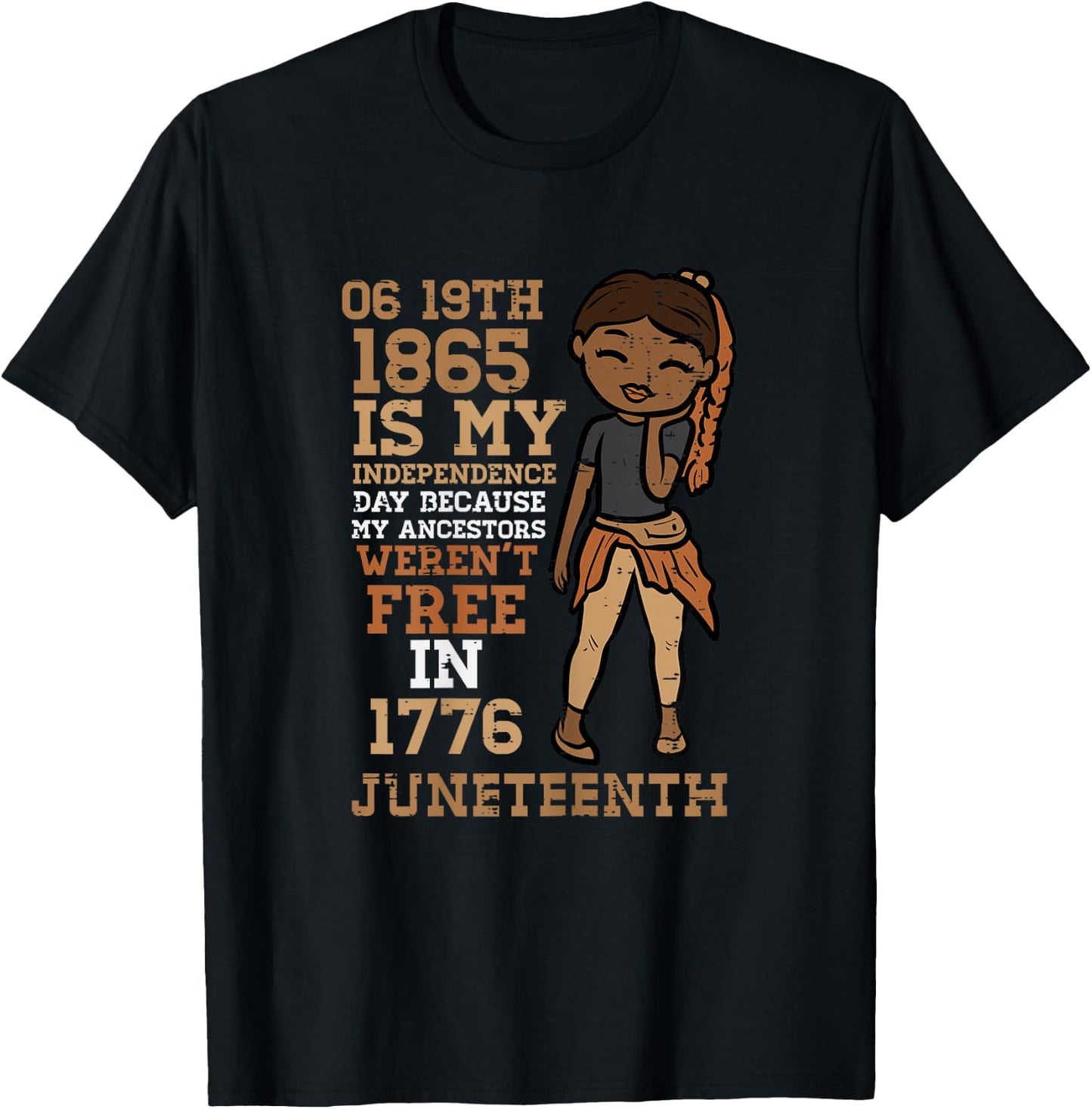 1865 My Independence Day Juneteenth Black Girl Women Kids T-Shirt - T-Shirt | Black