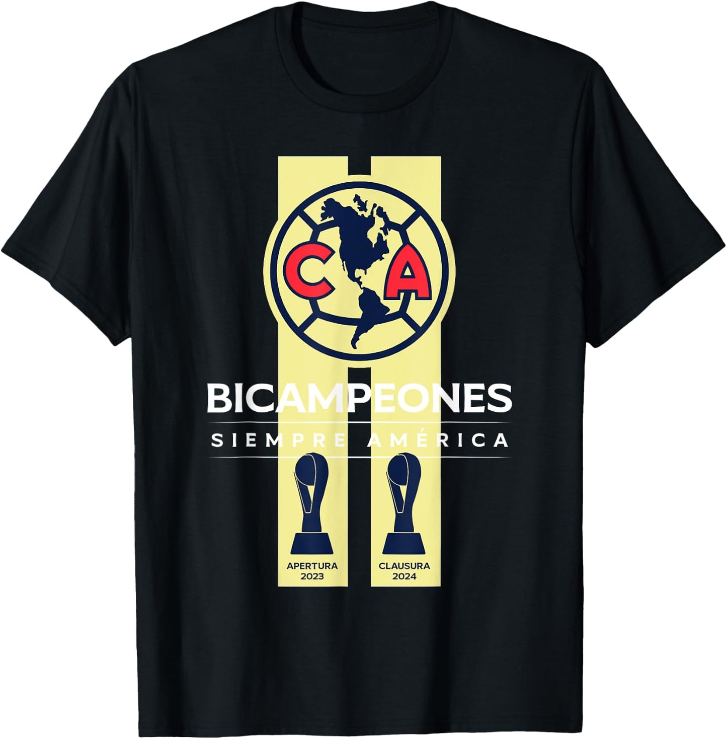 Club America Bicampeon Torneo Apertura 2023 - Clausura 2024 T-Shirt - T-Shirt | Black
