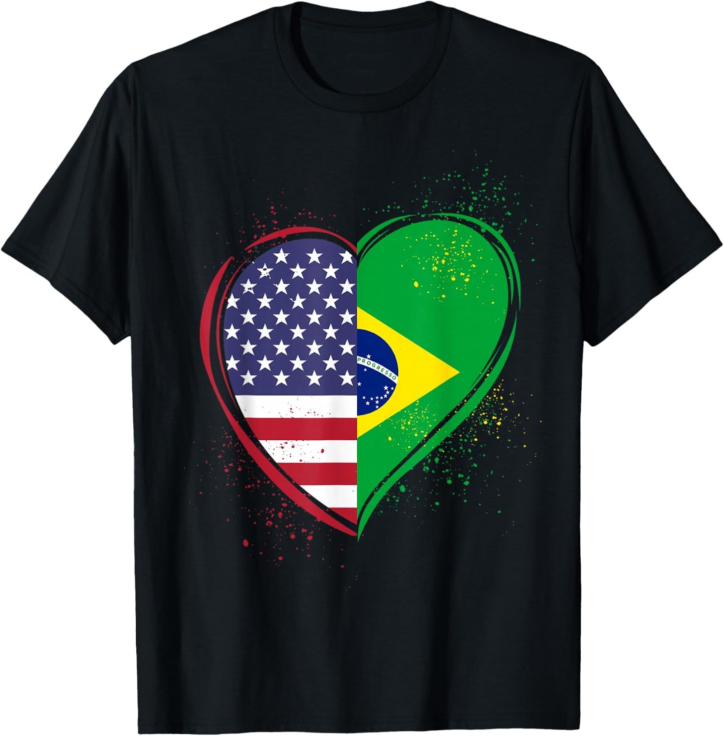 Half Brazilian Half American USA Brazil Culture Patriot Flag T-Shirt - T-Shirt | Black