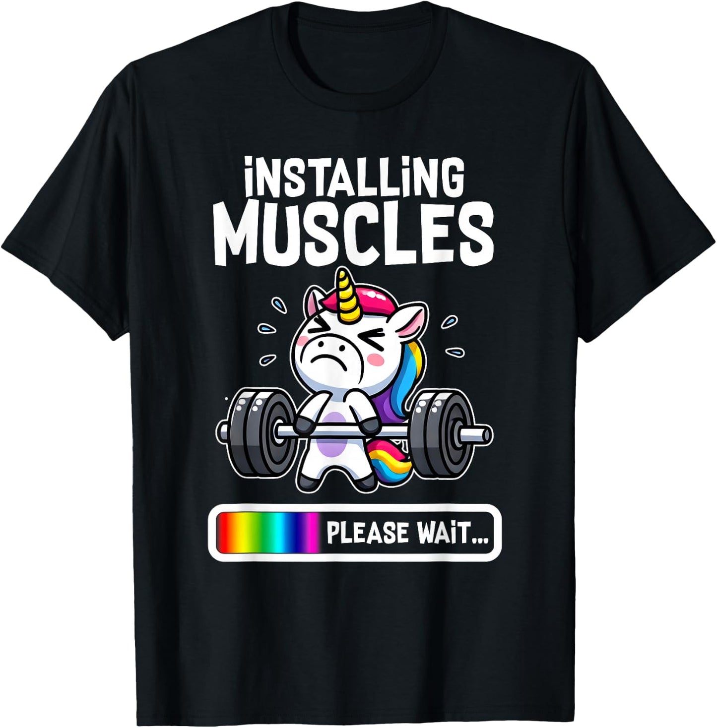 Funny Cute Unicorn Workout Gym Fitness Weightlifting Gift T-Shirt - T-Shirt | Black