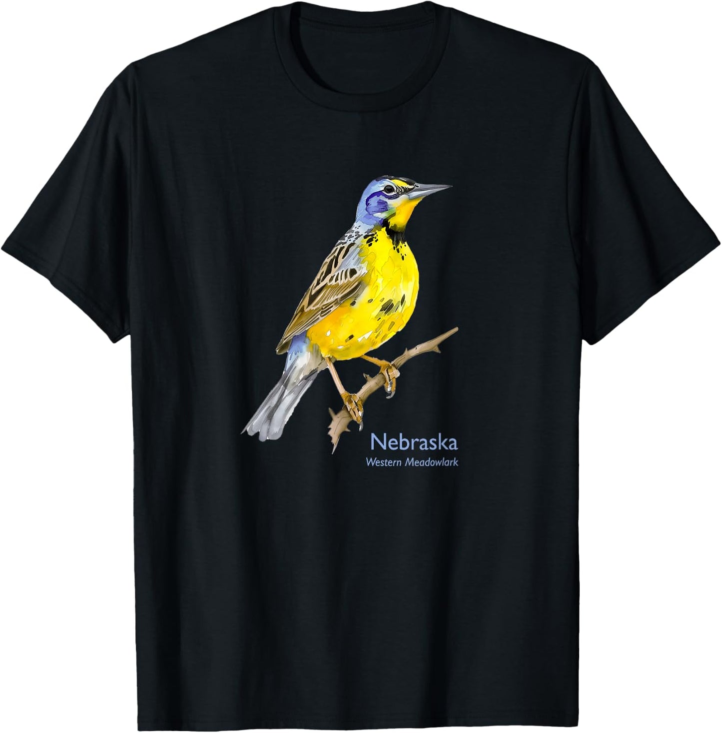 Nebraska Bird Western Meadowlark Birdwatching Birder T-Shirt - T-Shirt | Black