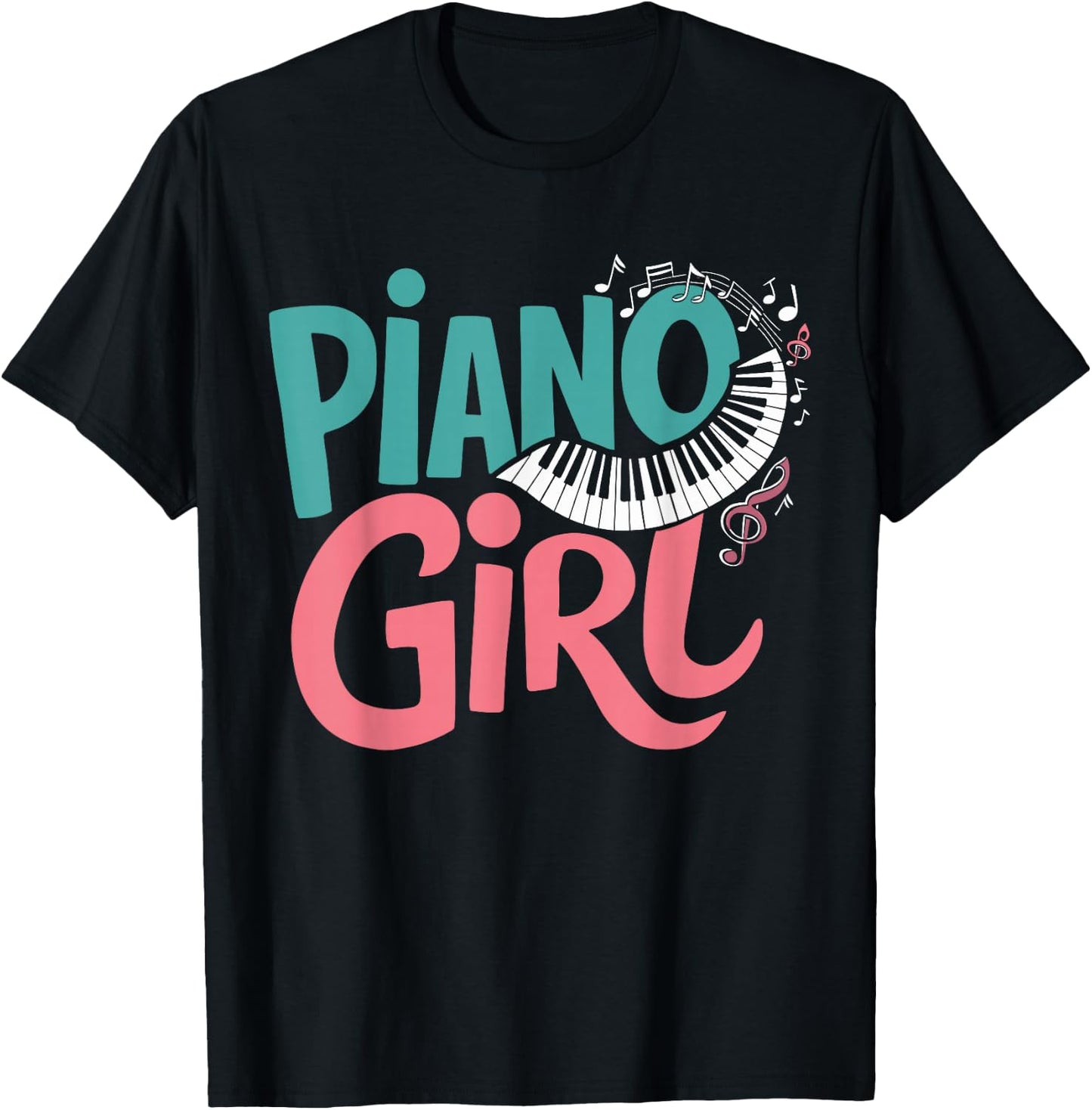Piano Girl Pianist Music , Small, Black T-Shirt - T-Shirt | Black