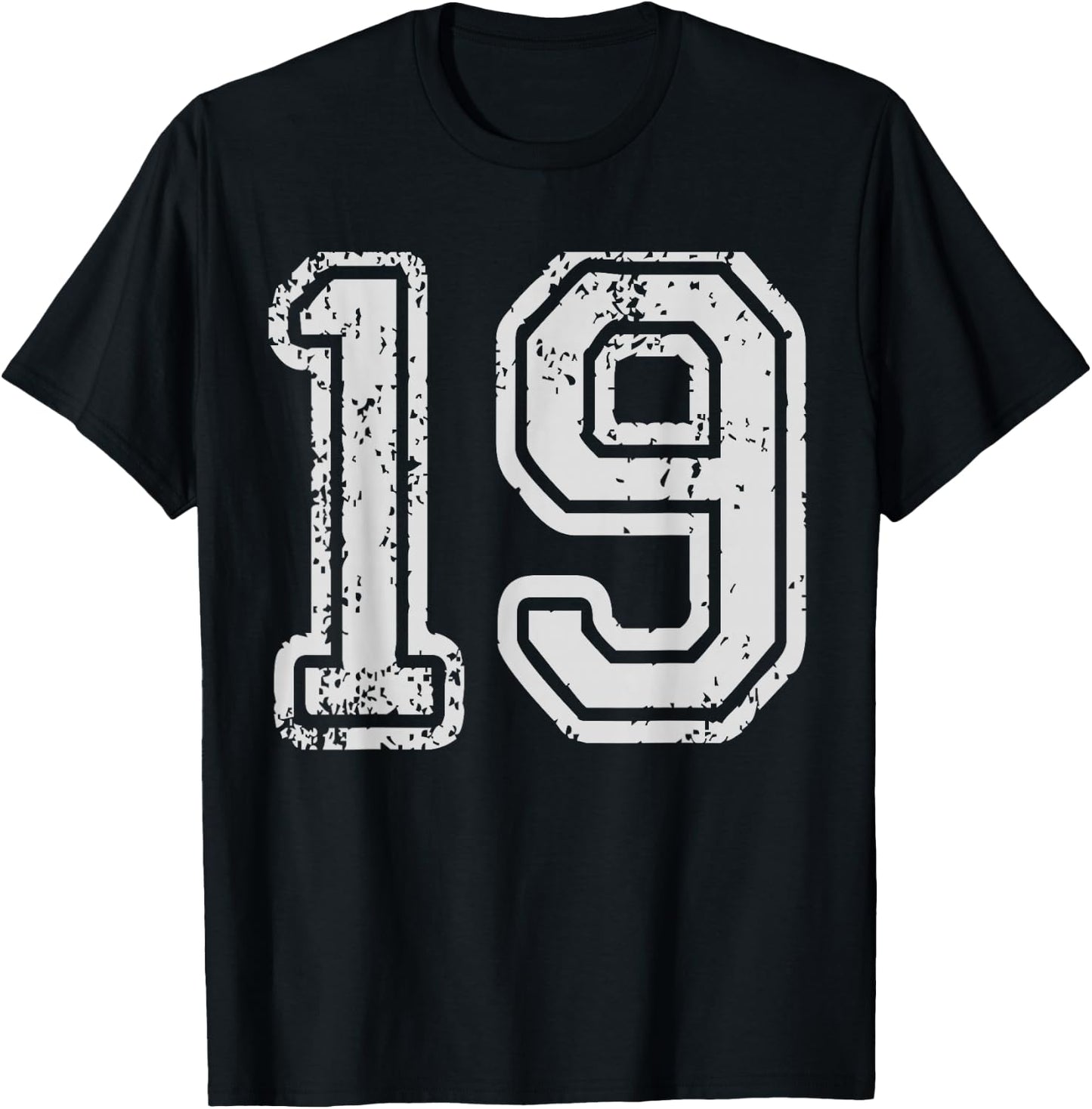 Team Jersey Uniforms Number 19 School Sports 19th Birthday T-Shirt - T-Shirt | Black