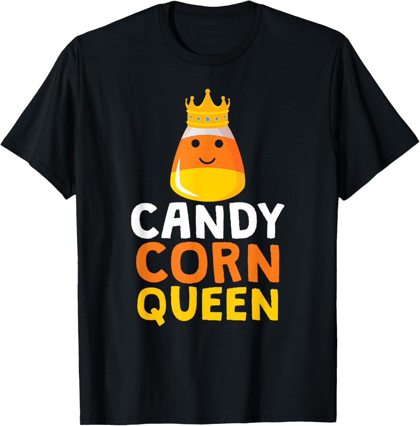 Candy Corn Queen Cute Halloween Kawaii Crown T-Shirt - T-Shirt | Black