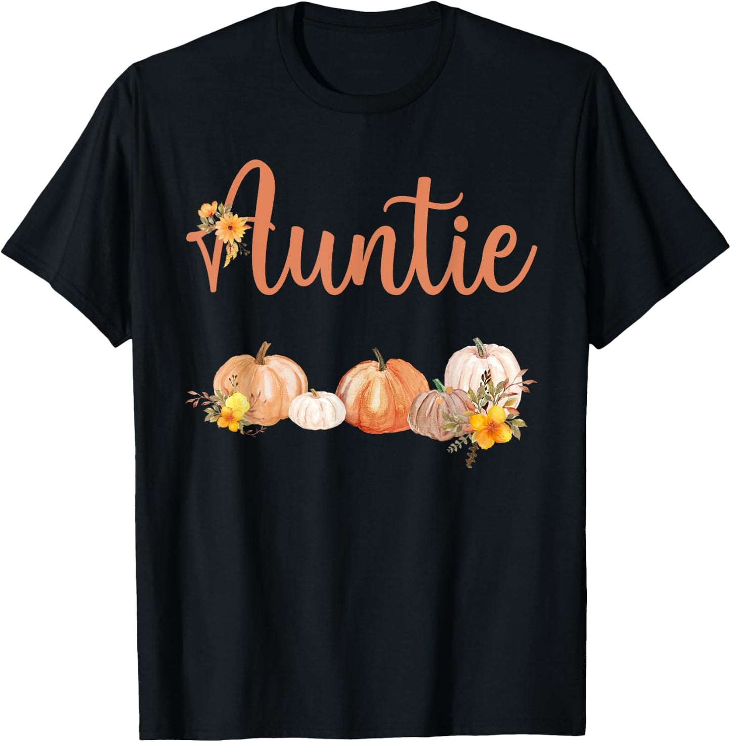 Auntie of Little Pumpkin First Birthday Autumn Pumpkin T-Shirt - T-Shirt | Black
