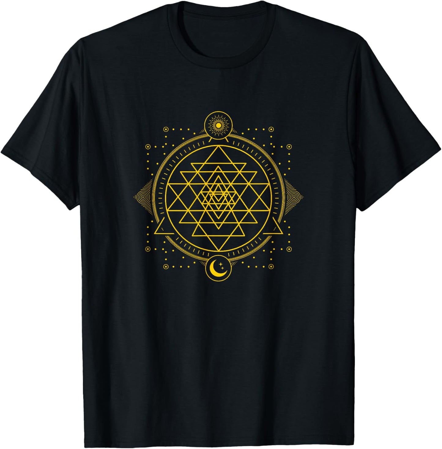 Sri Yantra Geometry Chakra Sun and Moon T-Shirt - T-Shirt | Black