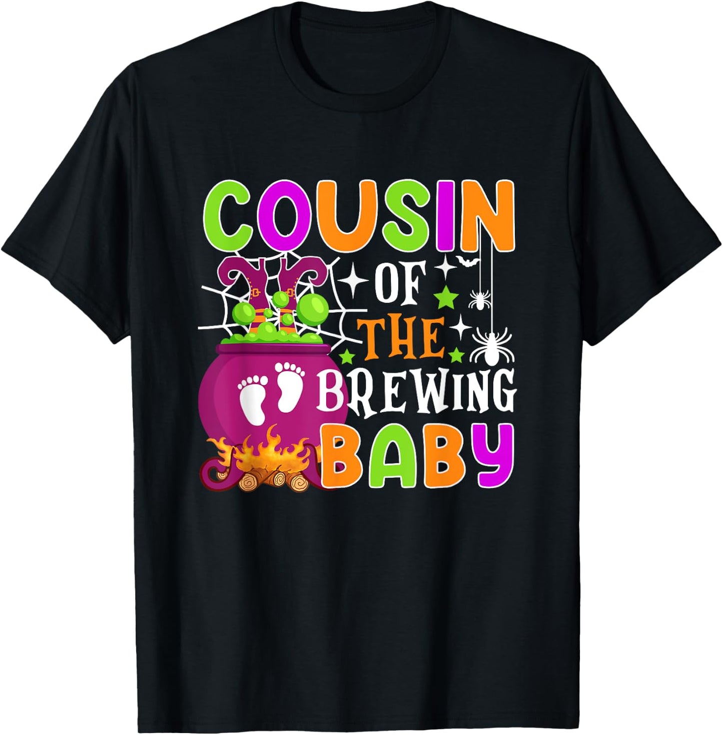 Cousin of Brewing Baby Halloween Theme Baby Shower Spooky T-Shirt - T-Shirt | Black