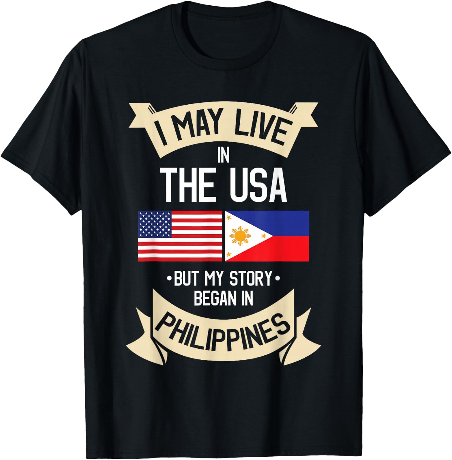 Philippines American Flag USA Filipino Roots Gifts T-Shirt - T-Shirt | Black