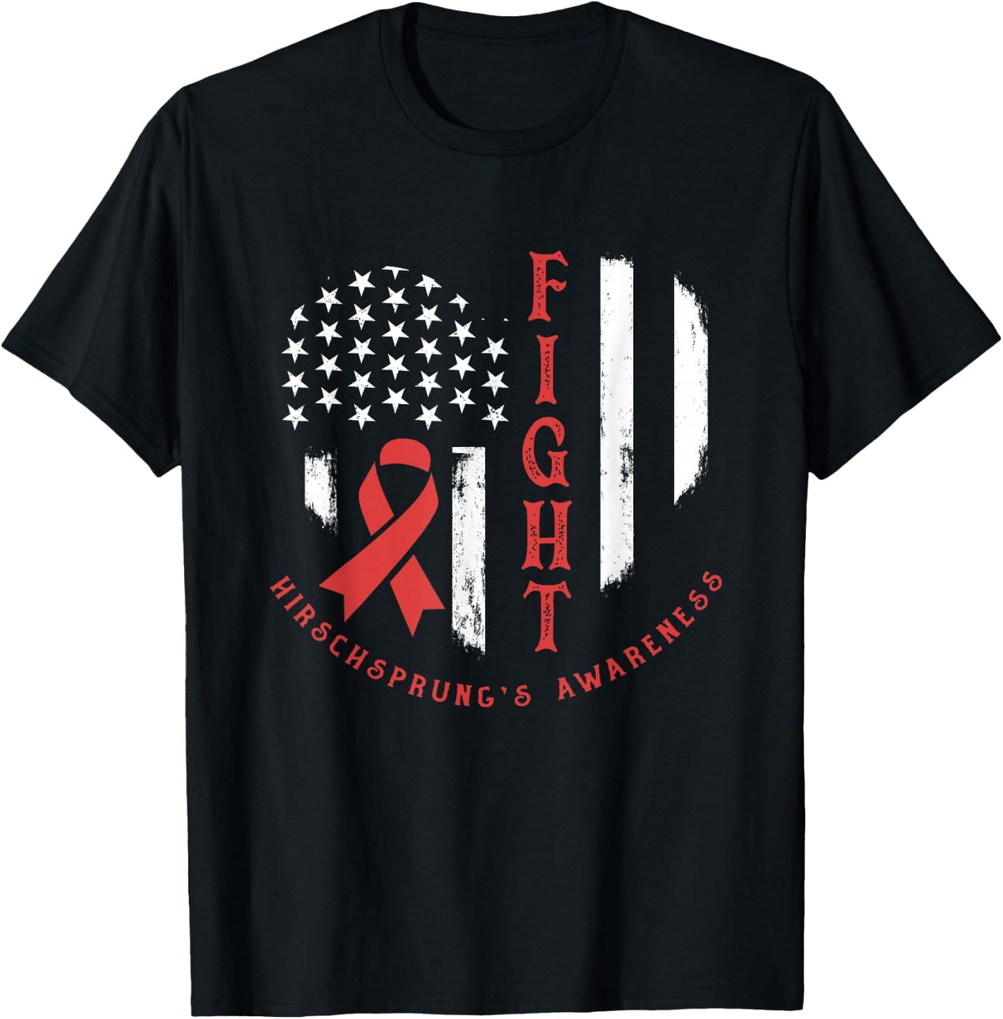 Patriotic US Flag American Hirschsprung's Disease Awareness T-Shirt - T-Shirt | Black