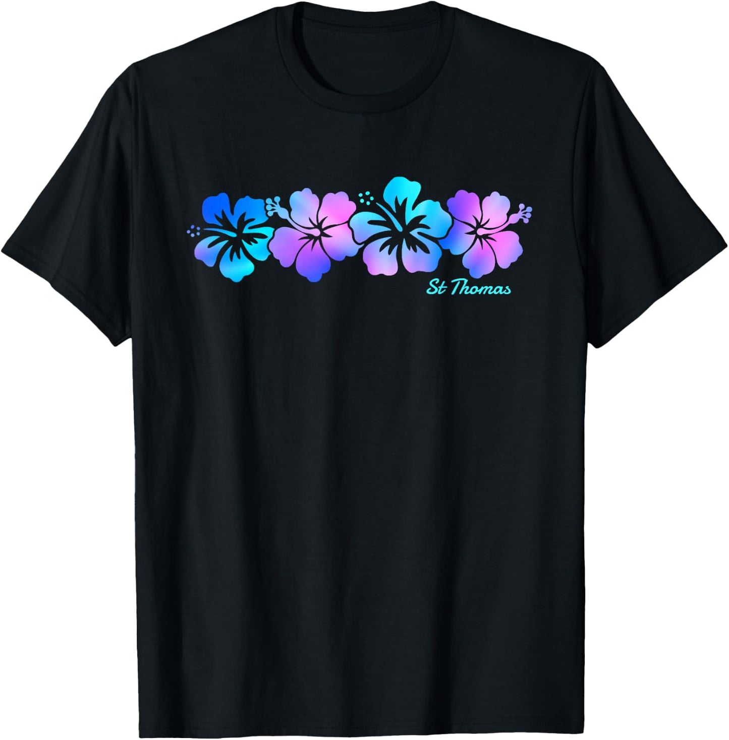 St Thomas Hibiscus Flower Vacation Souvenir T-Shirt - T-Shirt | Black