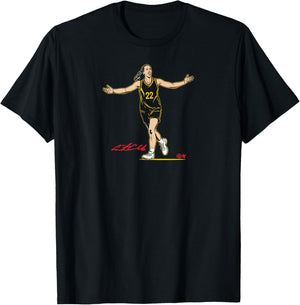 BreakingT Caitlin Clark: Superstar Pose - Indiana Basketball , Small, Blue T-Shirt - T-Shirt | Black