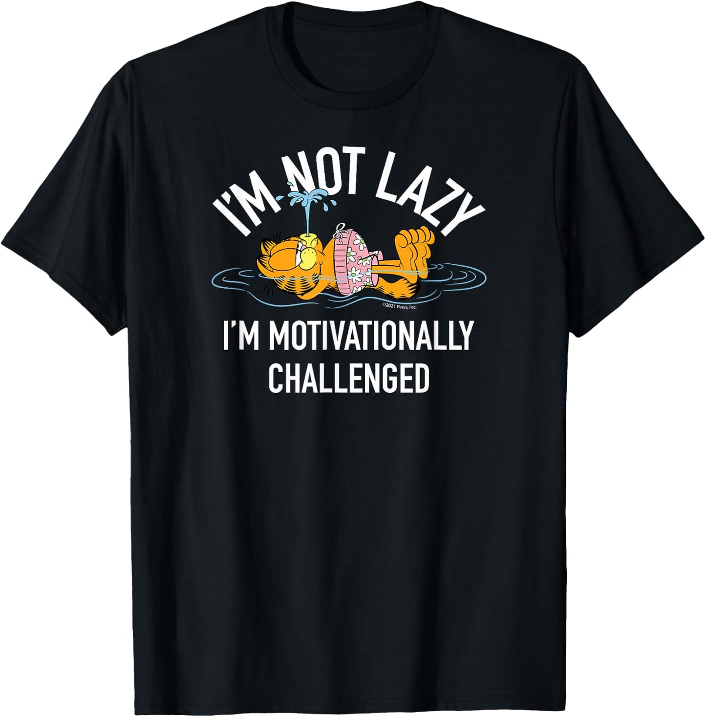 Garfield - I'm Not Lazy I'm Motivationally Challenged T-Shirt - T-Shirt | Black