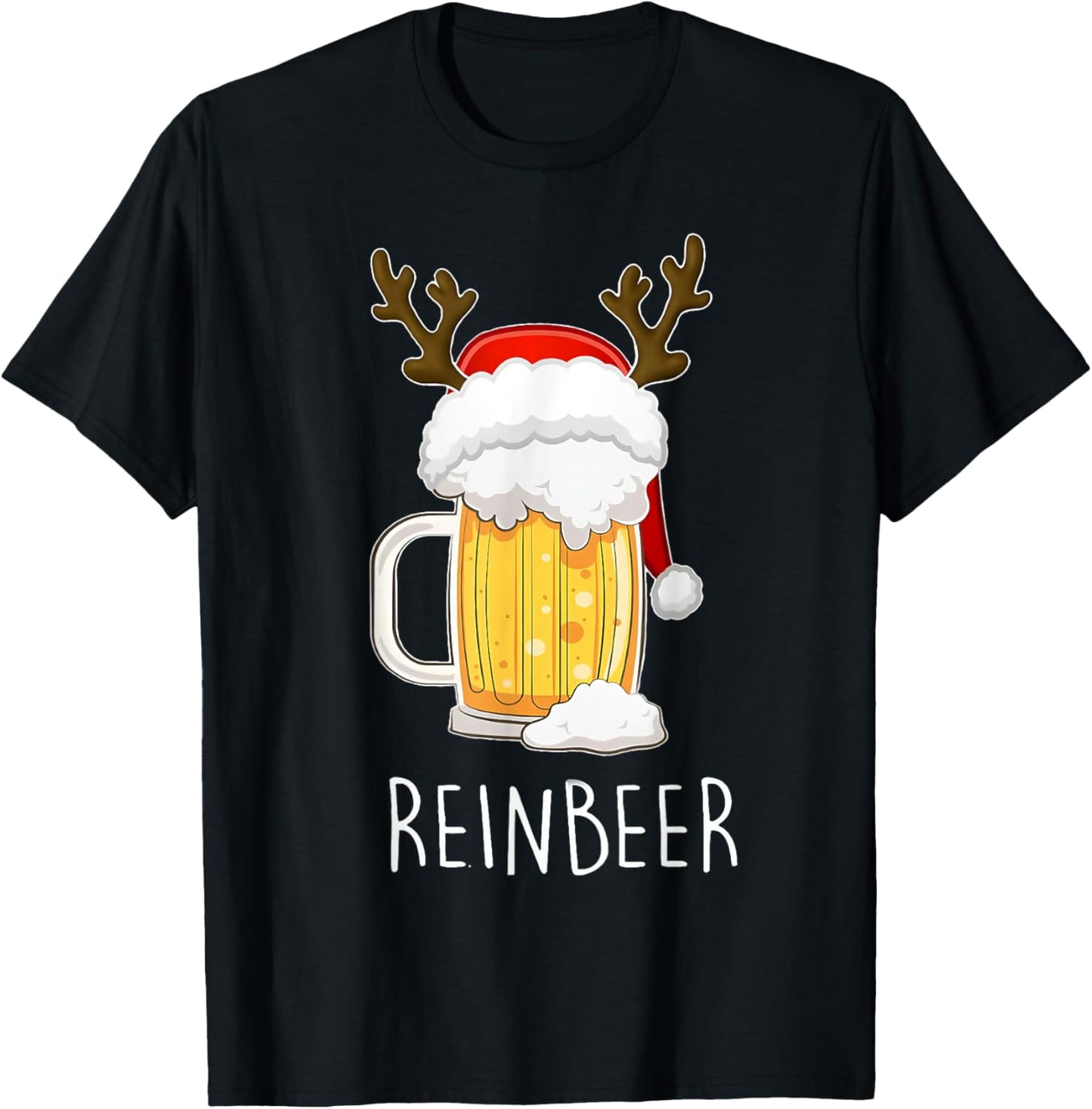 Reinbeer Winedeer Beer Wine Reindeer Christmas Xmas Couples T-Shirt - T-Shirt | Black