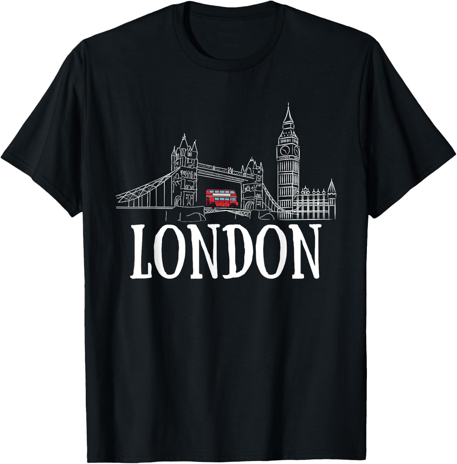 London Skyline Tourist Hometown Vacation Bus Decker Double T-Shirt - T-Shirt | Black