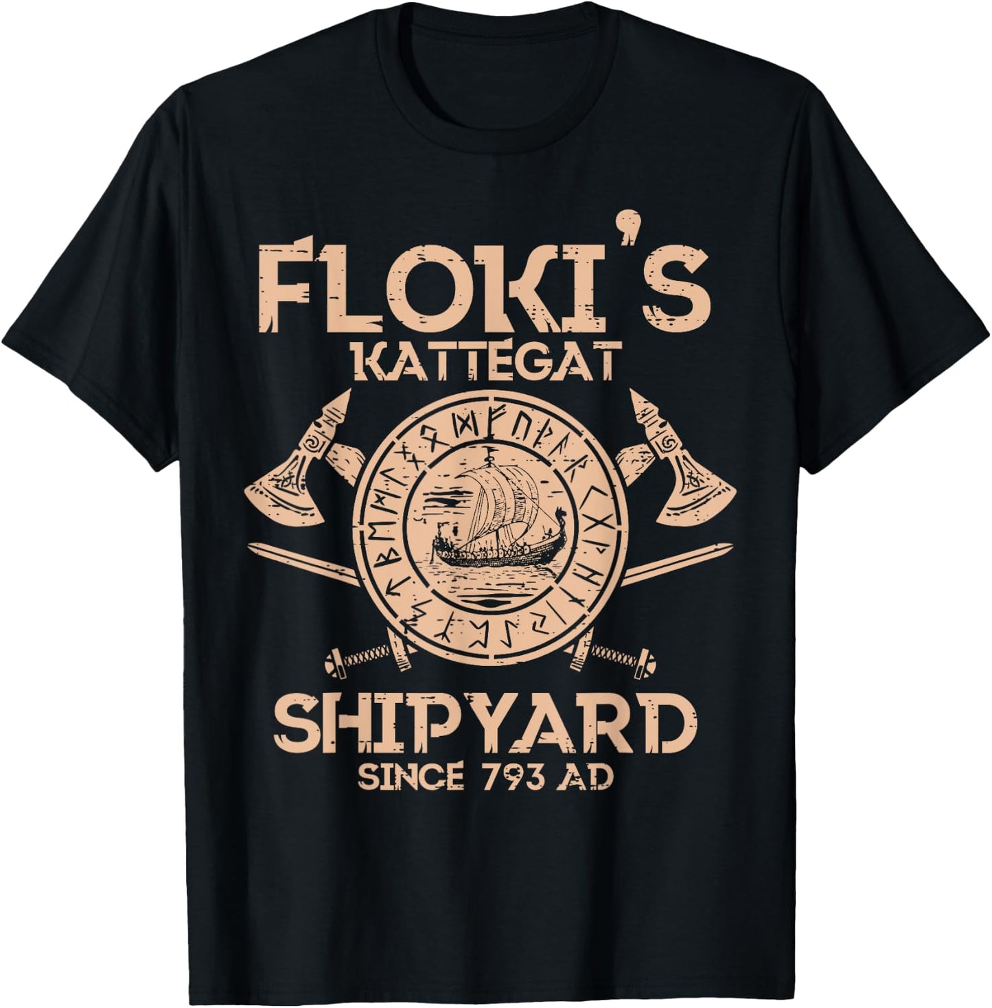 Viking Flokis Kattegat Shipyard Norse Mythology Men Women T-Shirt - T-Shirt | Black