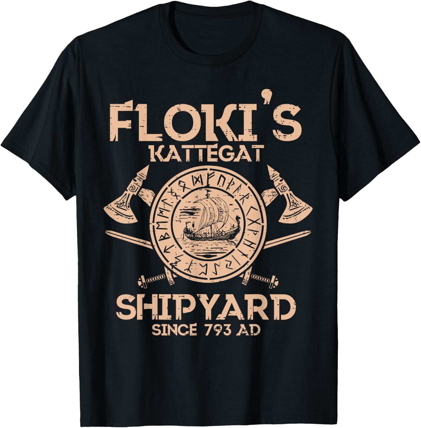 Viking Flokis Kattegat Shipyard Norse Mythology Men Women T-Shirt - T-Shirt | Black