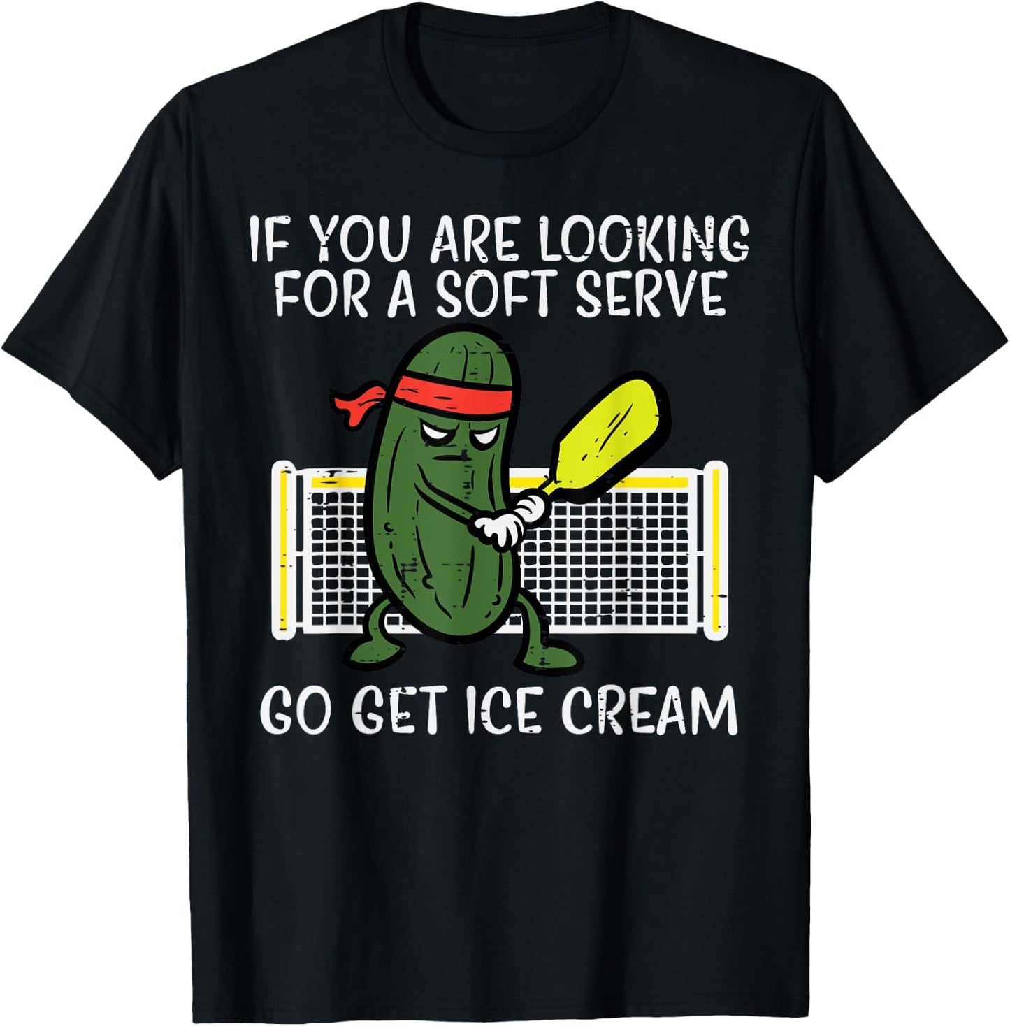 Pickleball Looking For Soft Serve Ice Cream Men Women Kids T-Shirt - T-Shirt | Black
