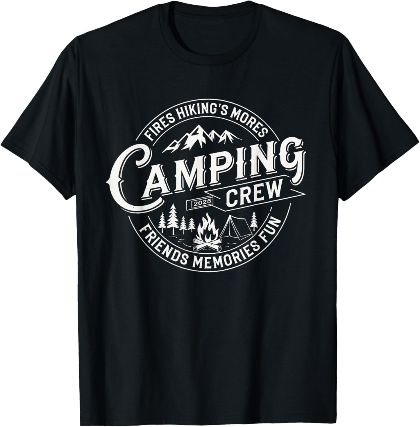 Camping Crew 2025 Matching for Family Camper Kid Girl Boy T-Shirt - T-Shirt | Black