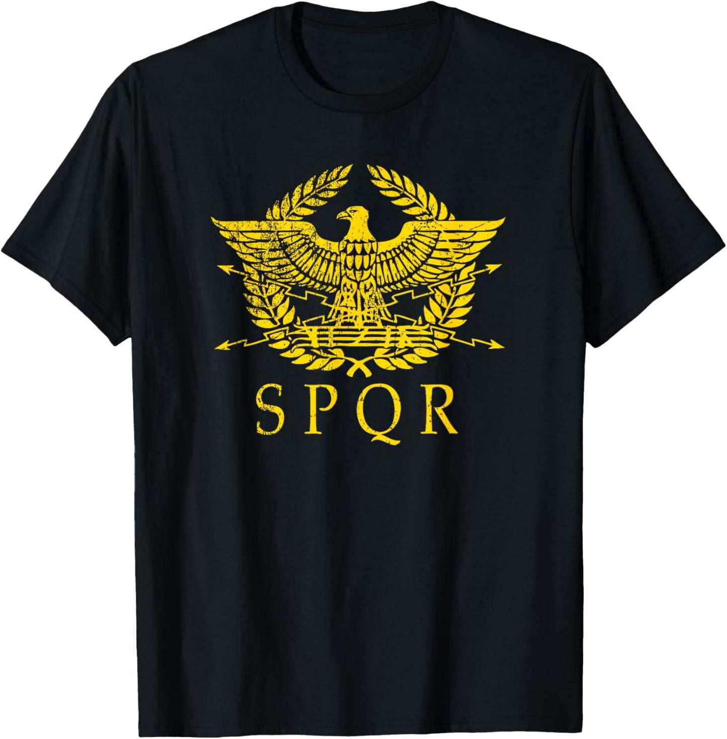 S.P.Q.R. - Distressed Ancient Rome SPQR gold logo T-Shirt - T-Shirt | Black