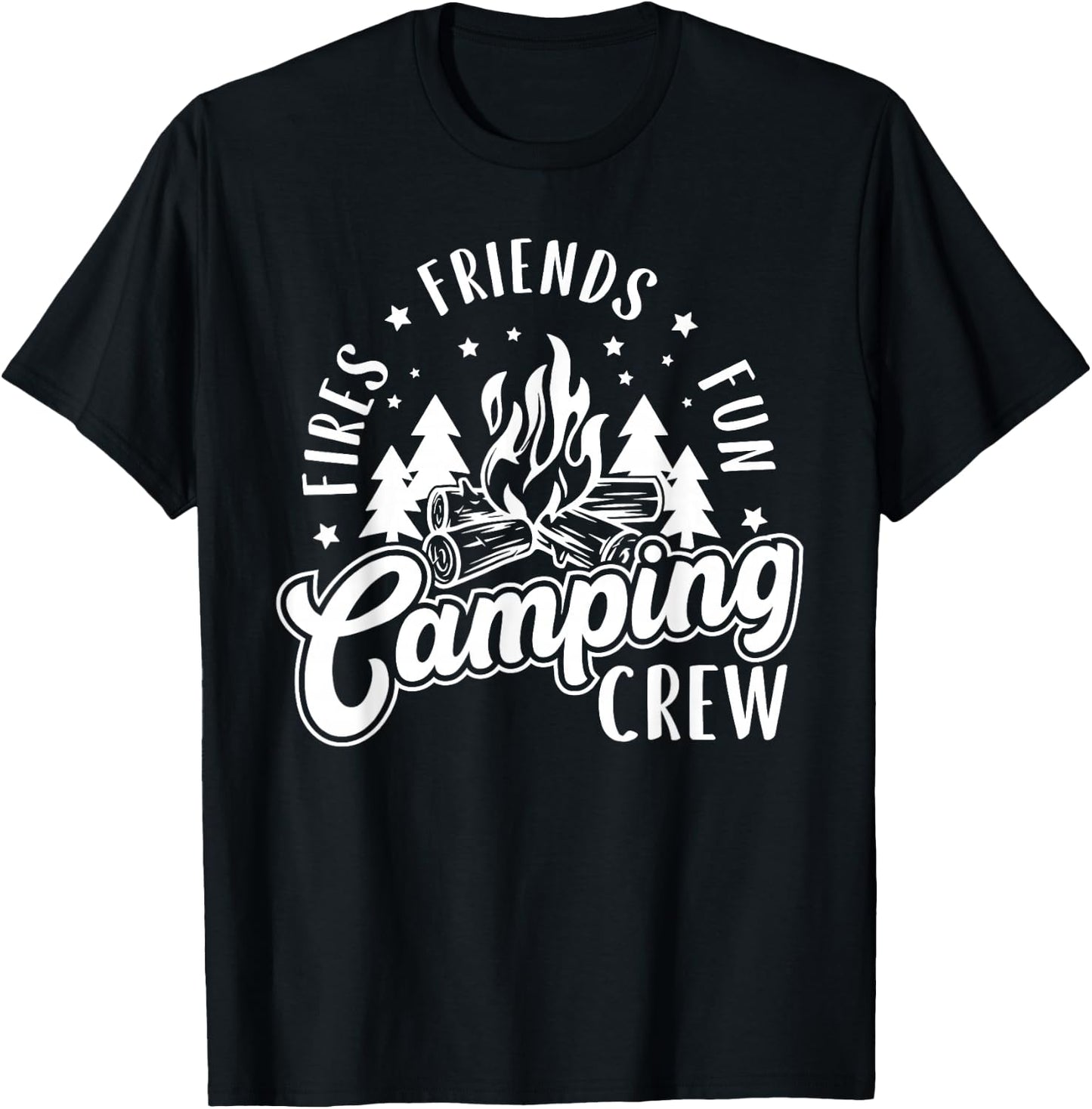 Fires Friends Fun Camping Crew Summer Camp Campfire Vacation T-Shirt - T-Shirt | Black