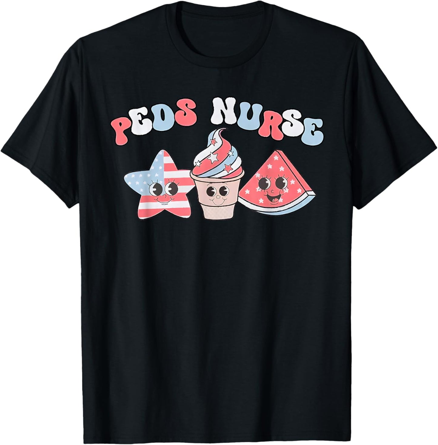Retro Peds Crew 4th Of July Peds Pediatric Nurse T-Shirt - T-Shirt | Black