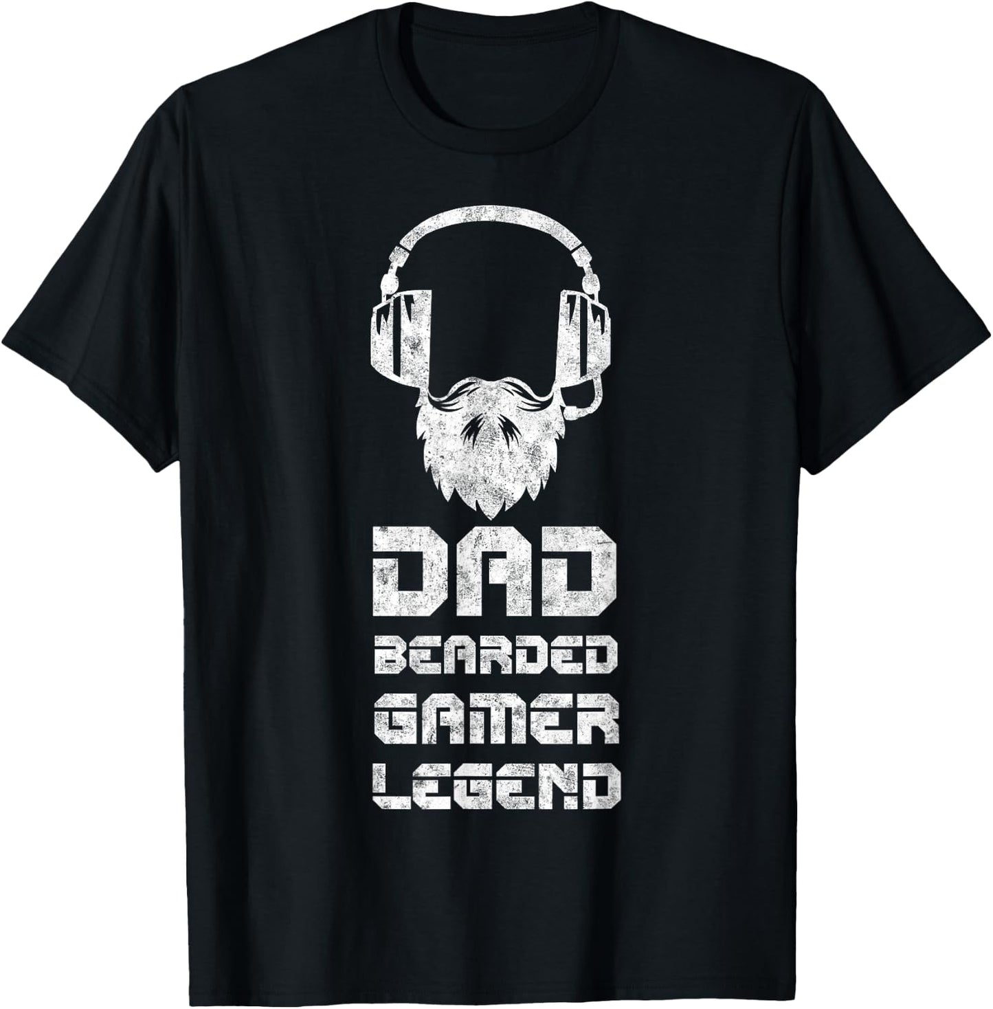 Dad Bearded Gamer Father's Day Humor Bearded Daddy Gamer T-Shirt - T-Shirt | Black