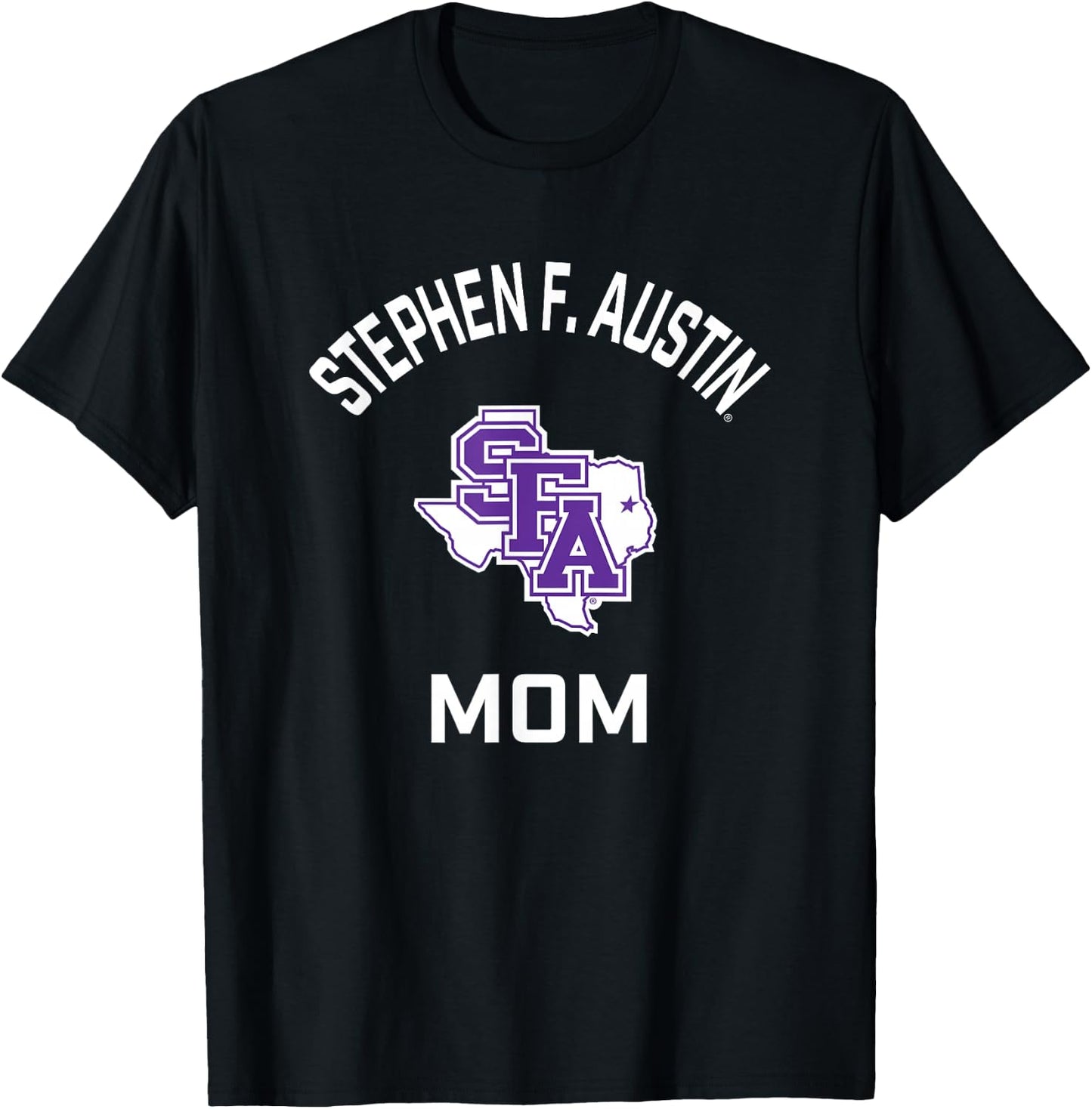 Stephen F. Austin State Lumberjacks Arched Mom T-Shirt - T-Shirt | Black