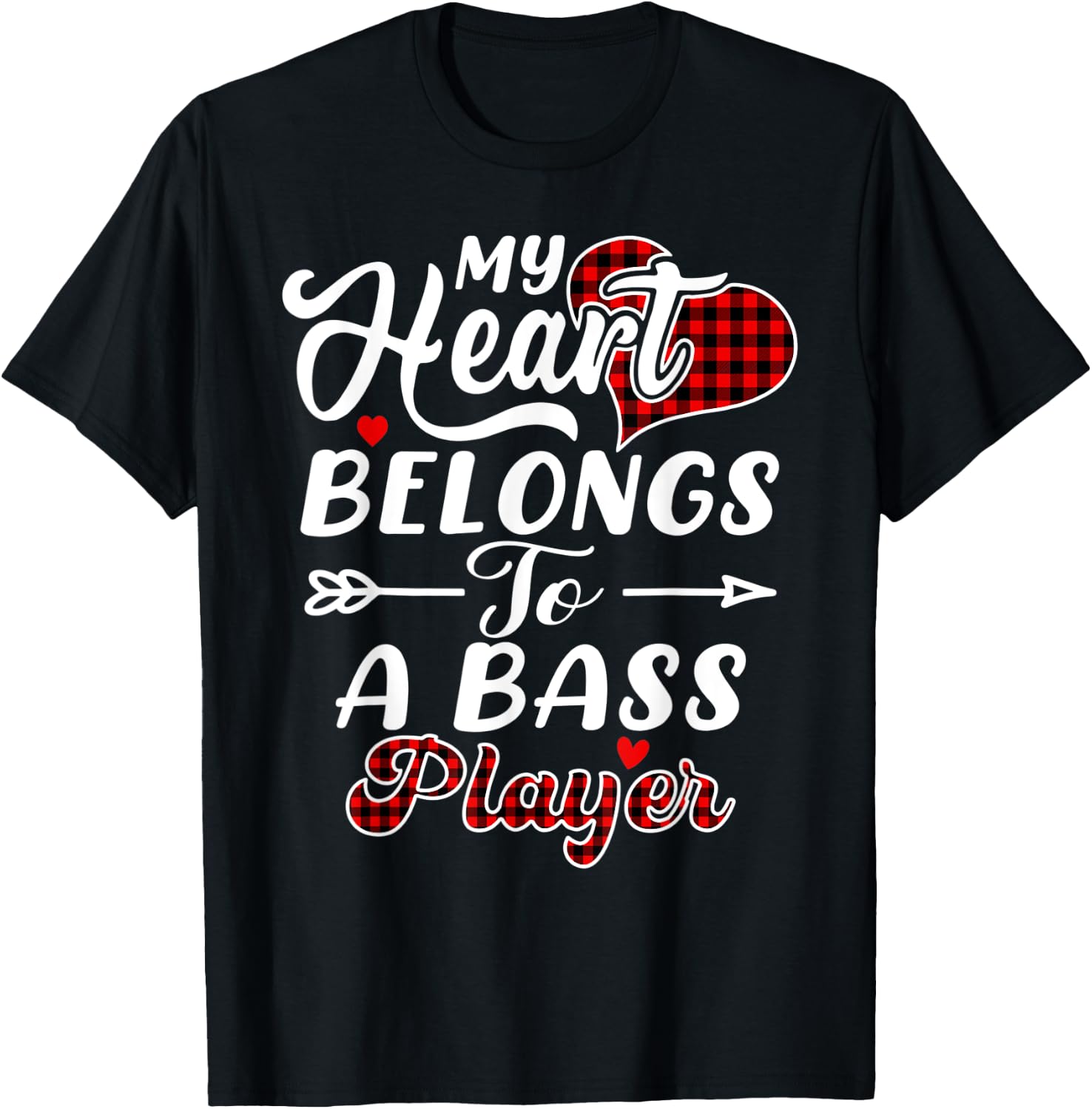 My Heart Belongs To A Bass Player Shirt Funny Valentines Day T-Shirt - T-Shirt | Black