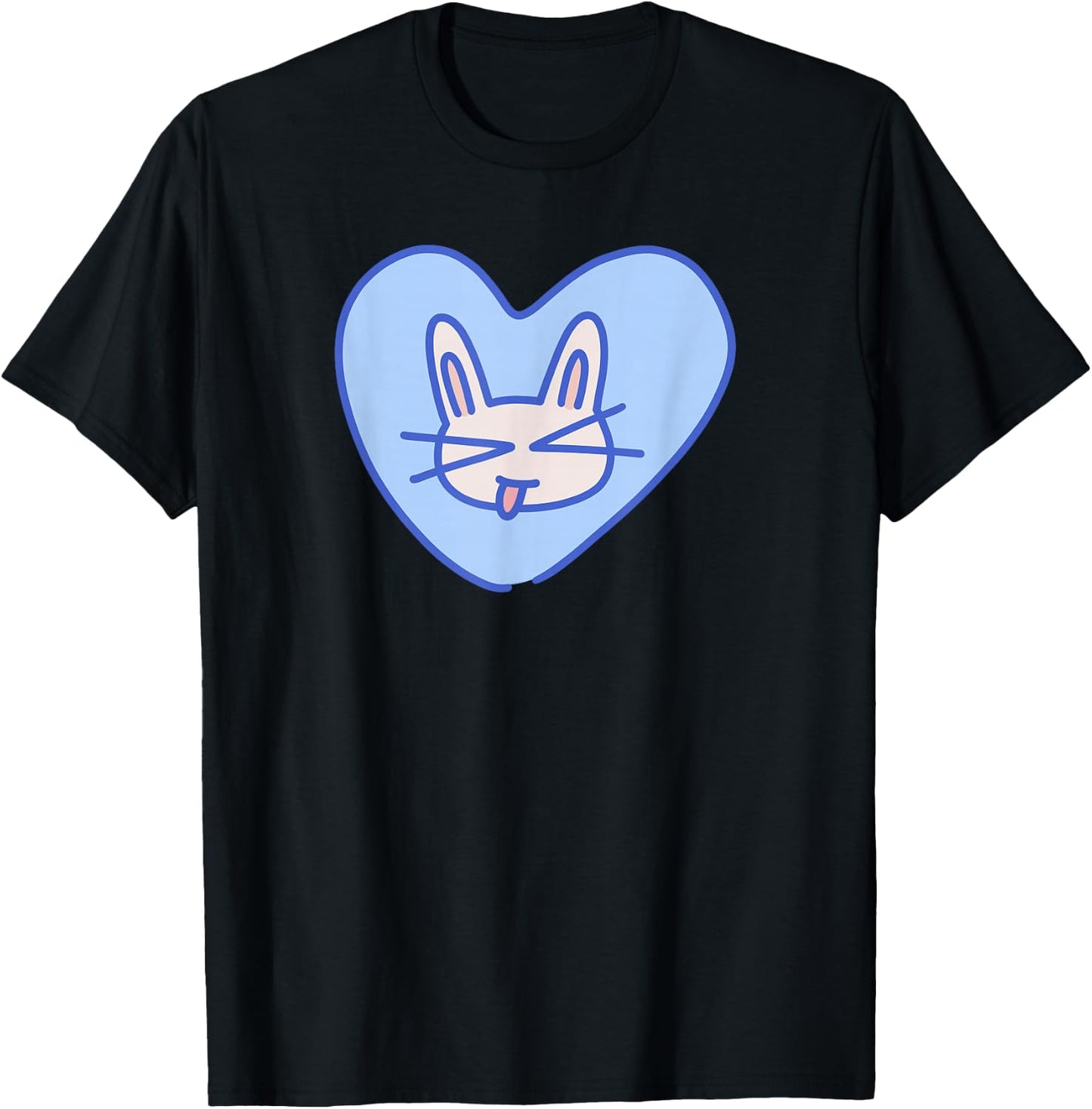 90s Y2K Cheeky Cat in Heart T-Shirt - T-Shirt | Black