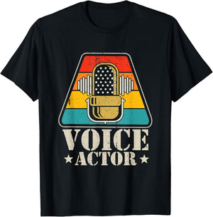 Voice Actress & Voice Actor Gift -Adults & -Kids Retro Vintage Voice-Over Artist / Voice Acting Black Small Short Sleeve T-Shirt - T-Shirt | Black