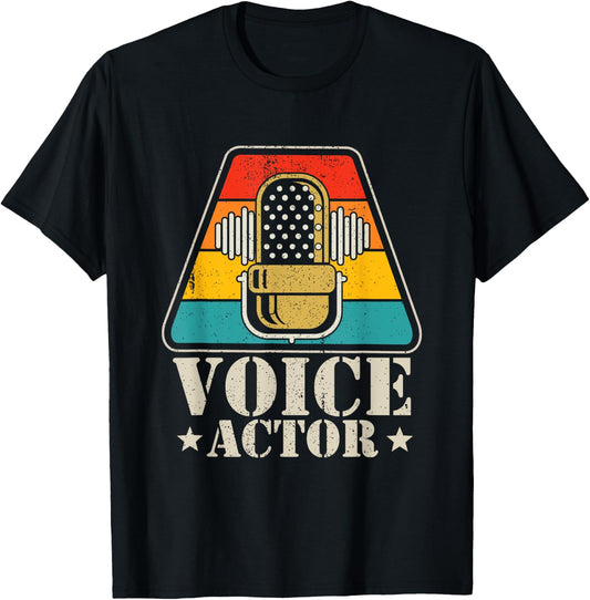 Voice Actress & Voice Actor Gift -Adults & -Kids Retro Vintage Voice-Over Artist / Voice Acting Black Small Short Sleeve T-Shirt - T-Shirt | Black