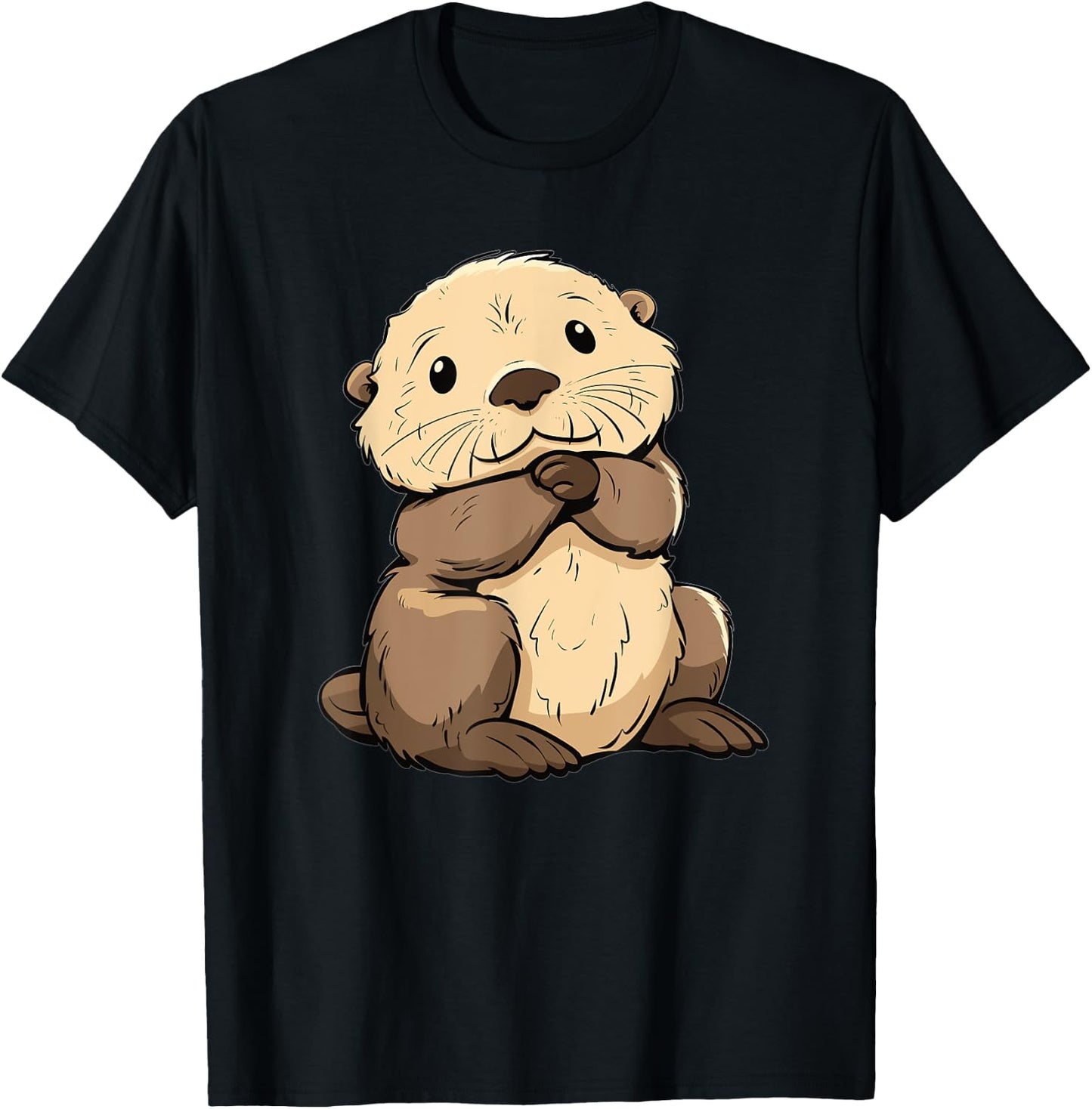 Cute Sea Otter T-Shirt - T-Shirt | Black