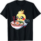 Cute Kawaii Cockatiel Bird Eating Ramen Parrot Lover Funny T-Shirt - T-Shirt | Black