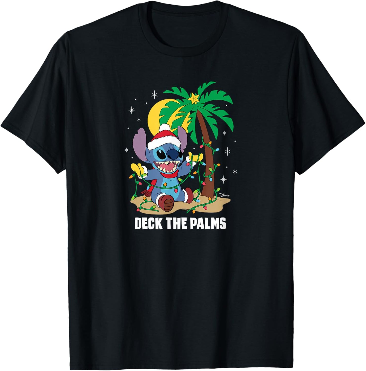 Lilo & Stitch - Deck The Palms T-Shirt - T-Shirt | Black
