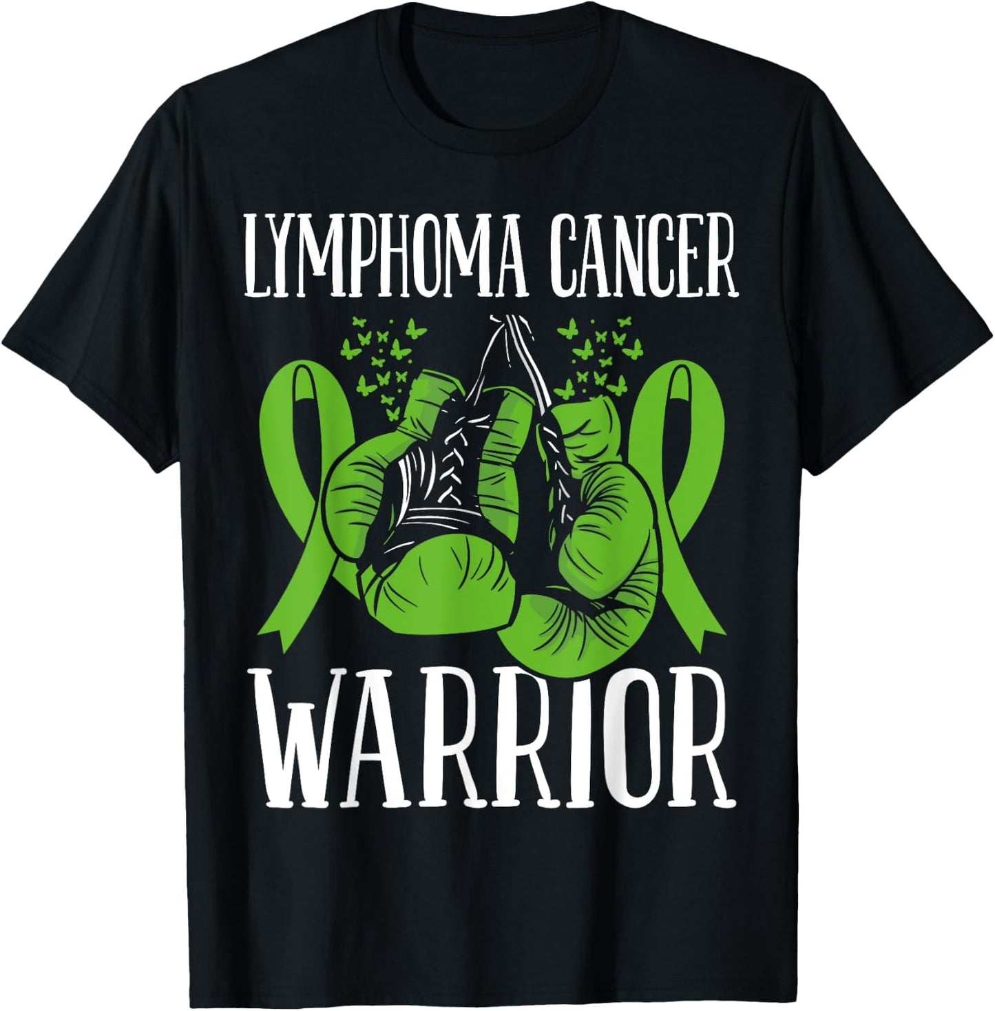 Lymphoma Cancer Awareness Month Warrior Ribbon Boxing Gloves T-Shirt - T-Shirt | Black