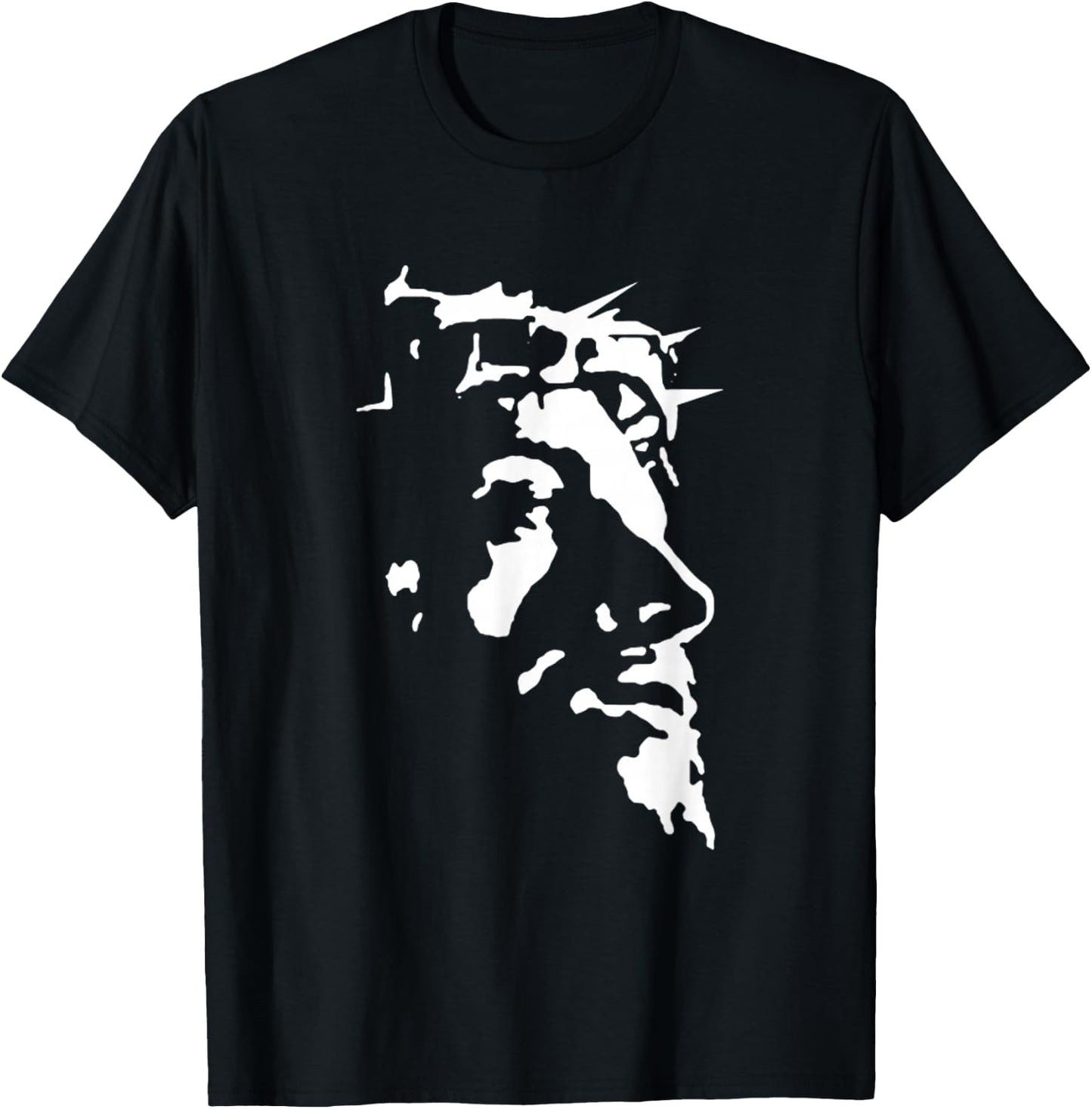 Jesus Christ Face With Crown Of Thorns God Bible T-Shirt - T-Shirt | Black