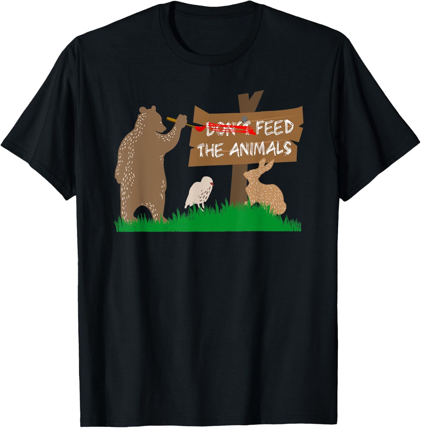 Don't Feed the Animals Funny Camping T-Shirt - T-Shirt | Black