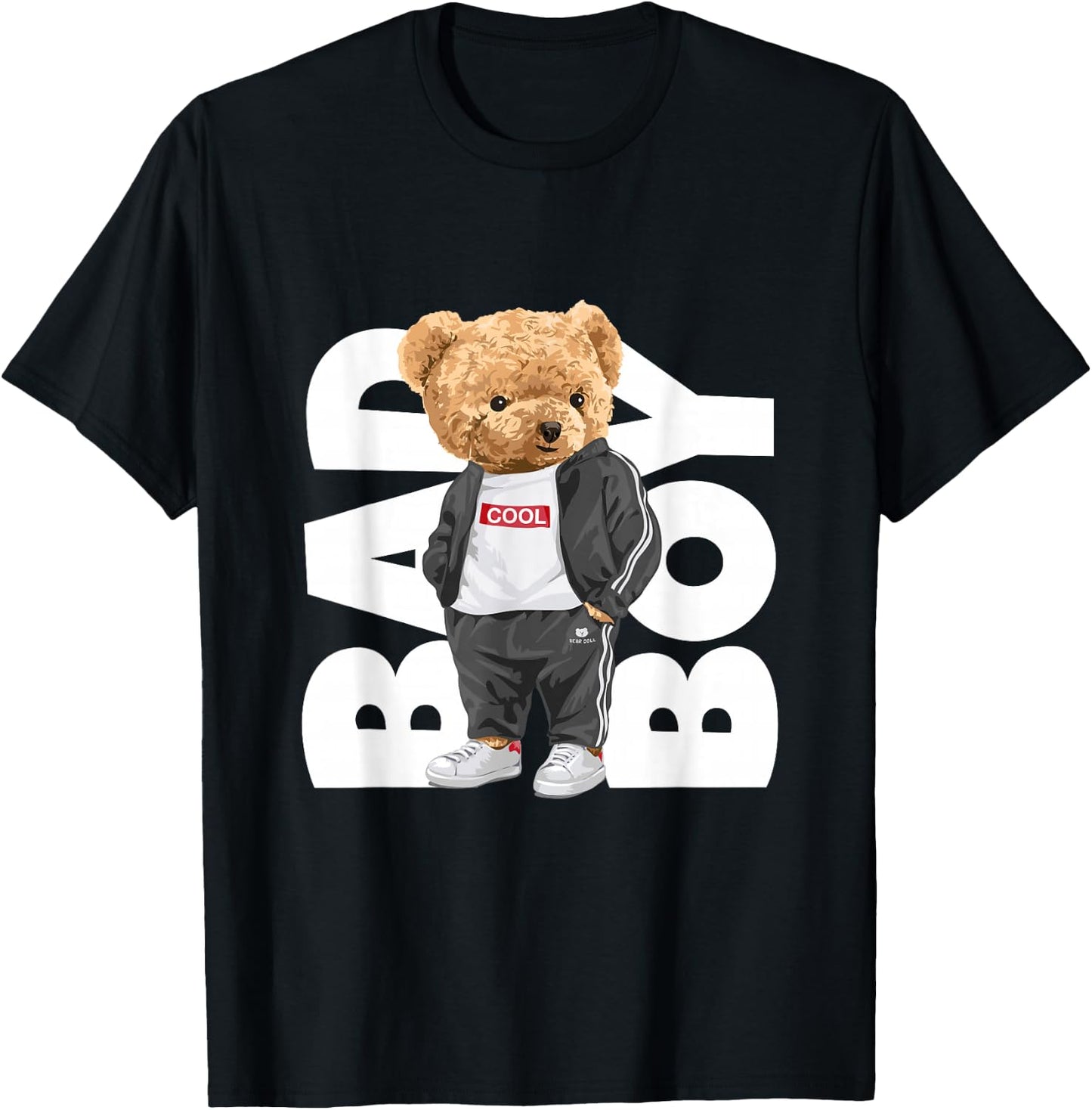 Bad Boy Shirt, Funny Teddy Bear Graphic Design Style Fun T-Shirt - T-Shirt | Black