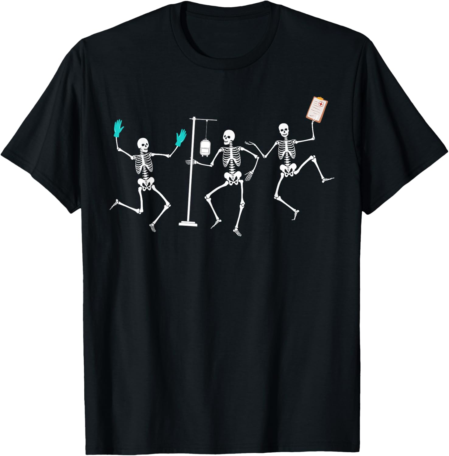 Funny Nurse Skeleton Halloween healthcare Crew Skeleton T-Shirt - T-Shirt | Black