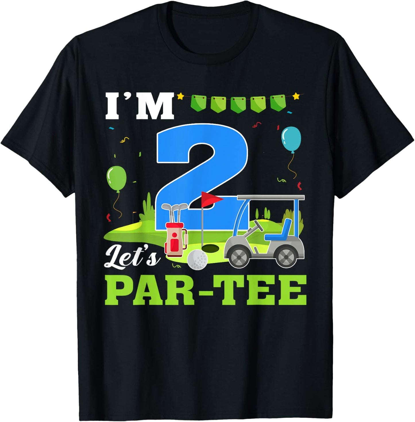 I'm 2 Let's Par- Birthday Golf 2nd Party Sport Kids T-Shirt - T-Shirt | Black