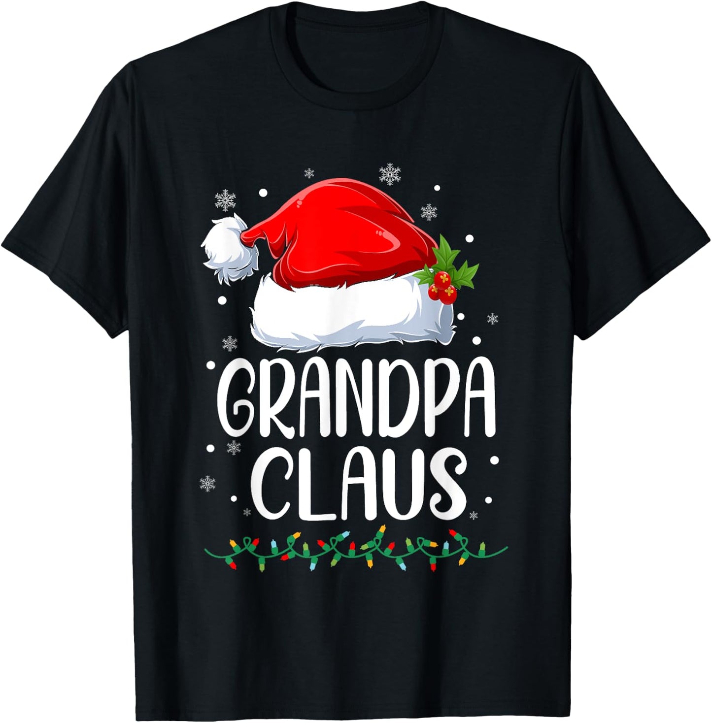 Grandpa Claus Christmas Lights Pajama Family Matching T-Shirt - T-Shirt | Black