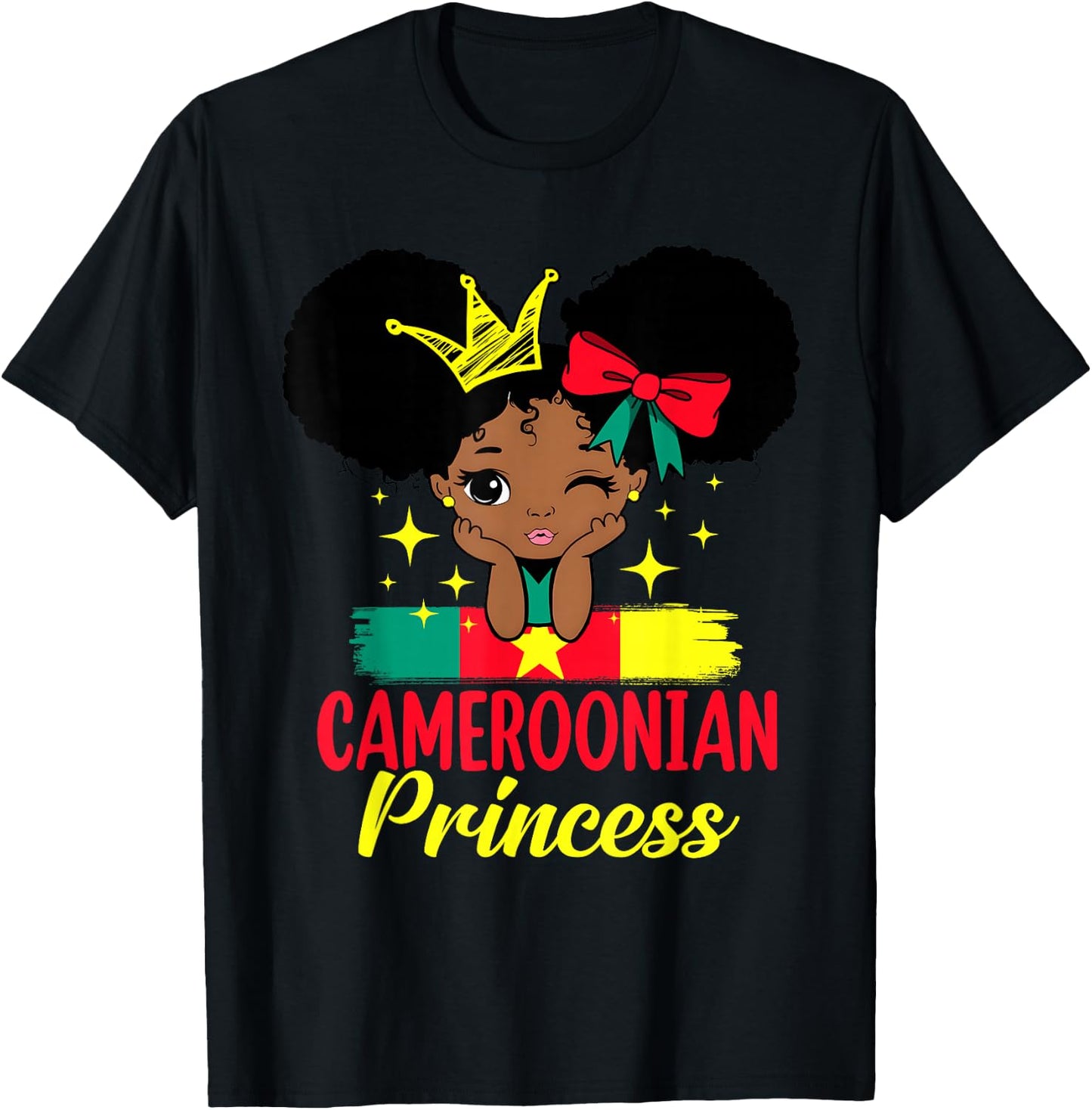 Cameroonian Princess Cameroon Girl Melanin Cameroonian Flag T-Shirt - T-Shirt | Black
