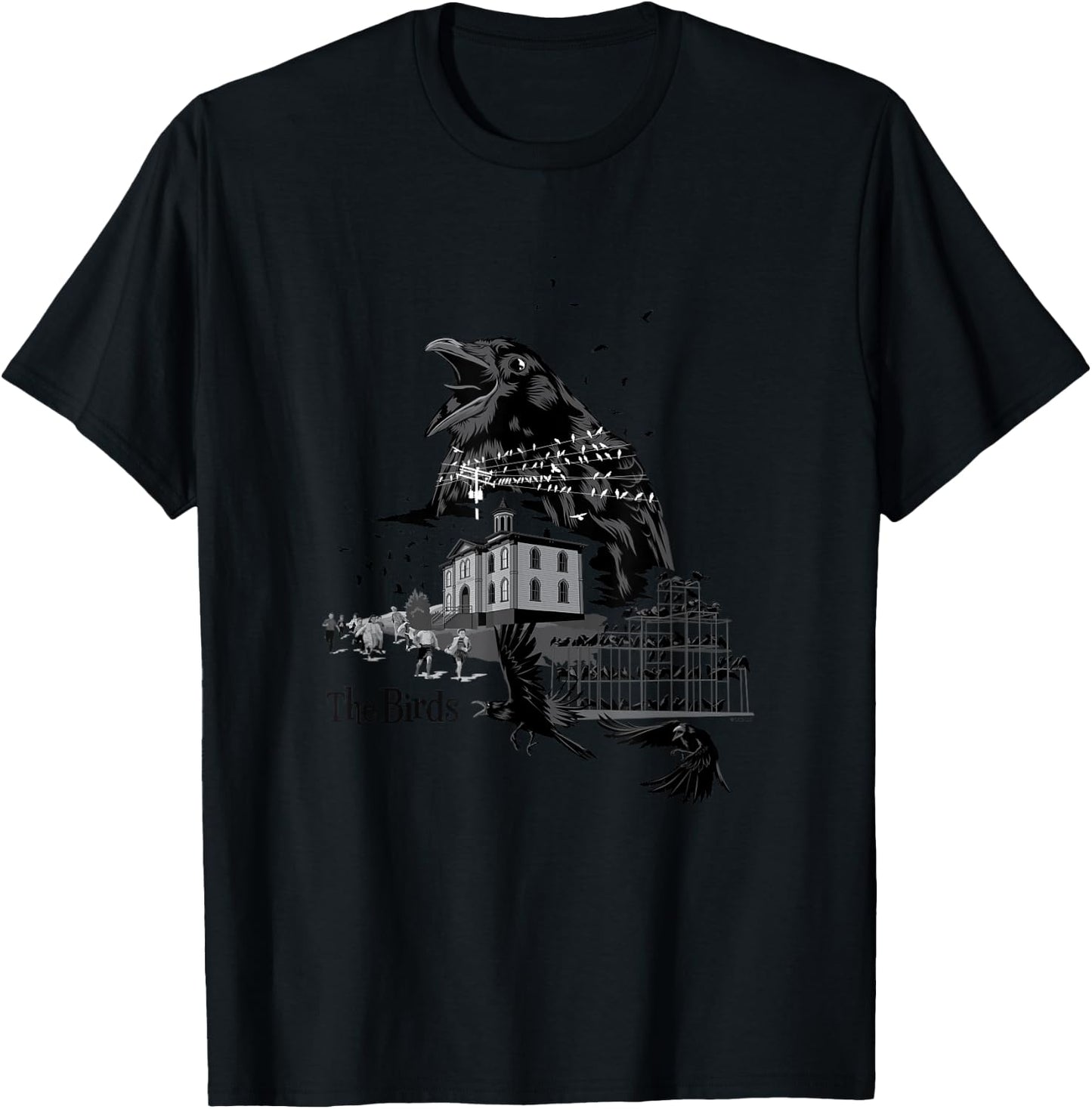 The Birds Alfred Hitchcock Collage T-Shirt - T-Shirt | Black