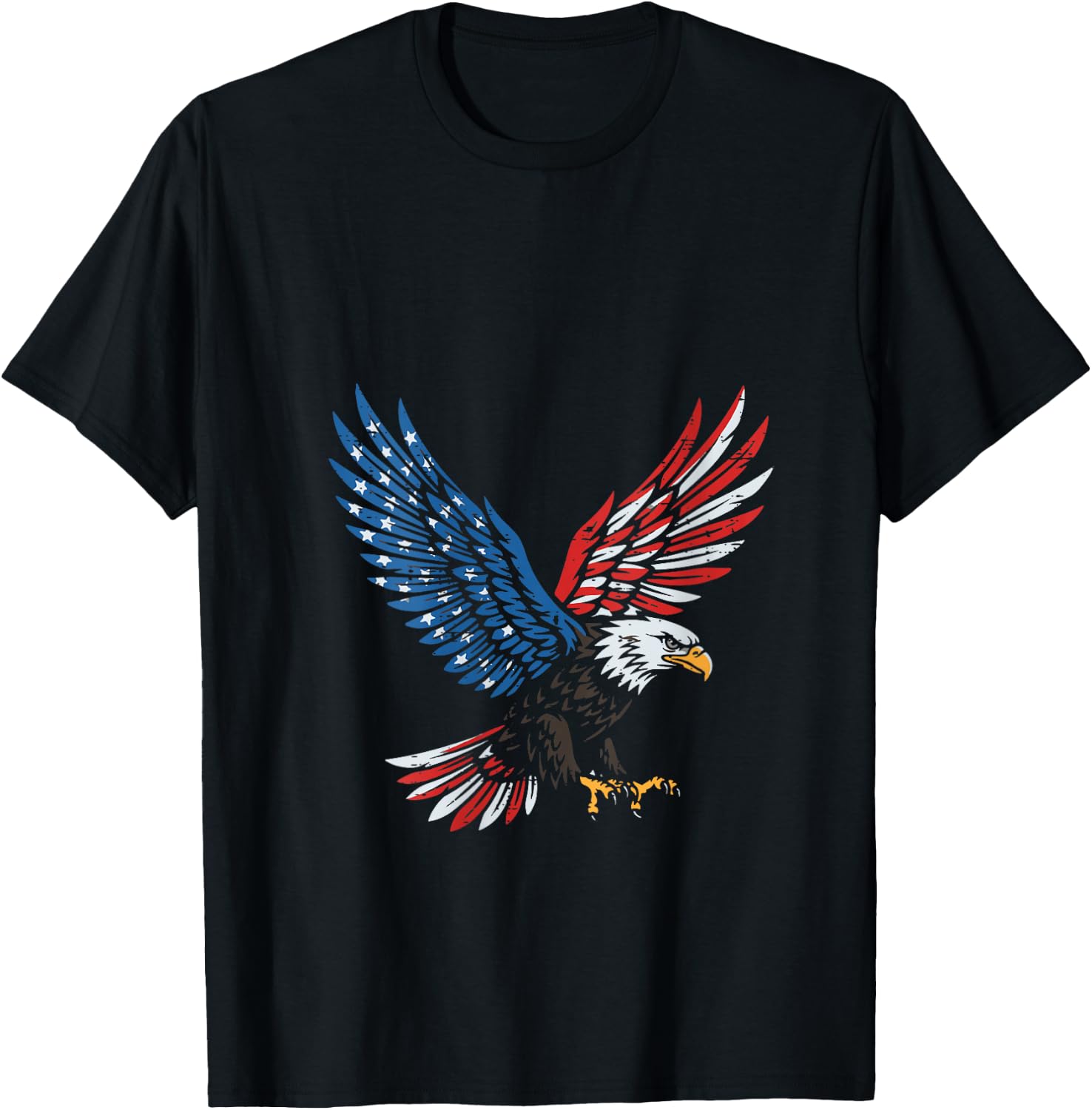 Women's 4th of July Flying Eagle US Flag Patriotic Men Women Kids V-Neck T-Shirt - T-Shirt | Black